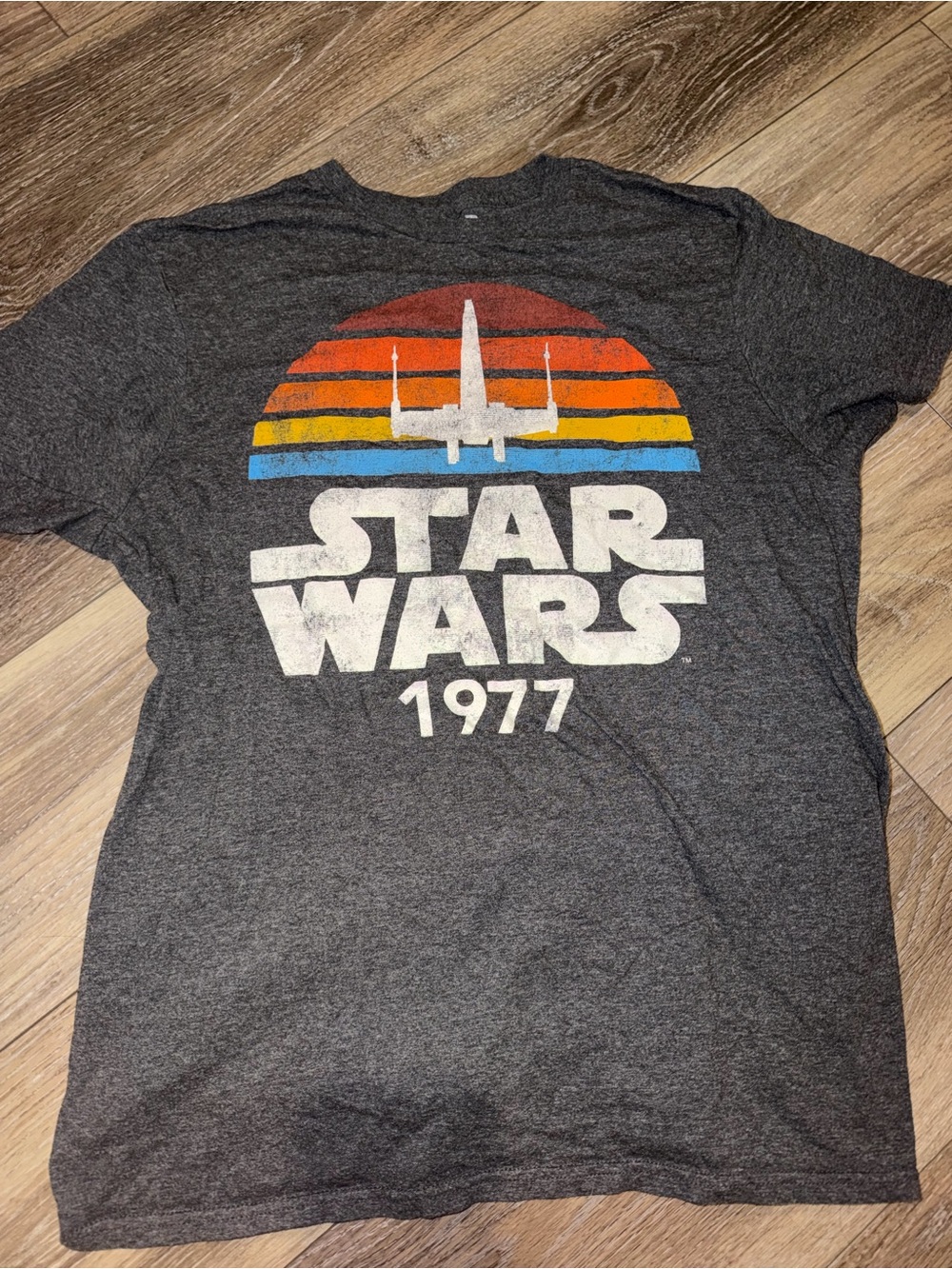 Star Wars Charcoal Tee with Retro Sunset Stripes
